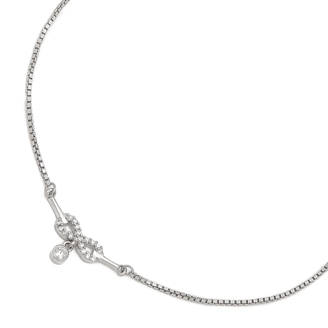 Infinite Glamour Rhodium-Plated 925 Sterling Silver Anklet - Image 5