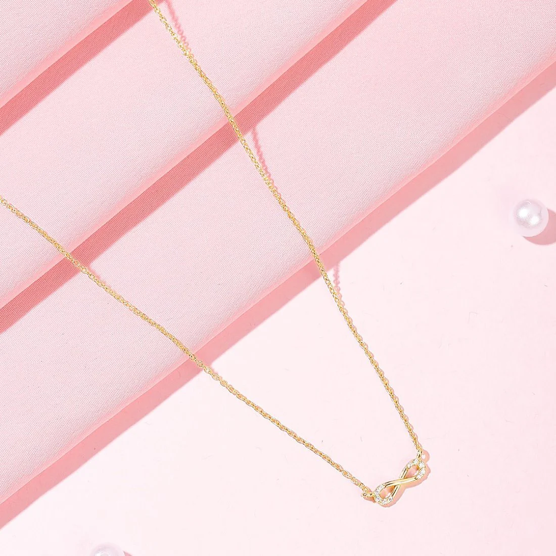 Infinite Gold Dreams CZ 925 Sterling Silver Infinity Necklace