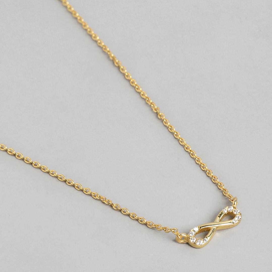Infinite Gold Dreams CZ 925 Sterling Silver Infinity Necklace - Image 4