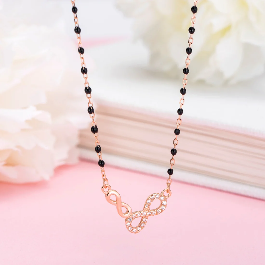 Infinite Love Rose Gold Plated 925 Sterling Silver Dual Infinity Mangalsutra - Image 2