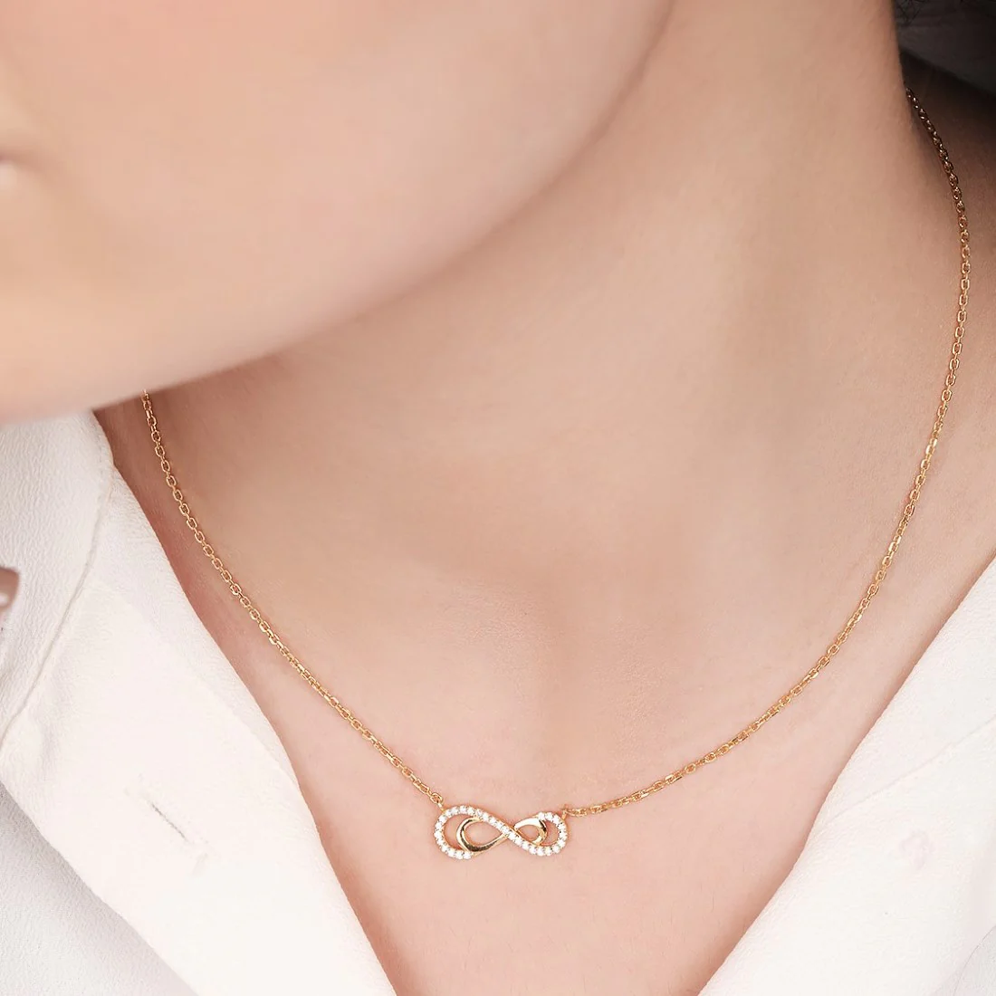 Infinite Radiance Elegance Gold-Plated 925 Sterling Silver Necklace - Image 2