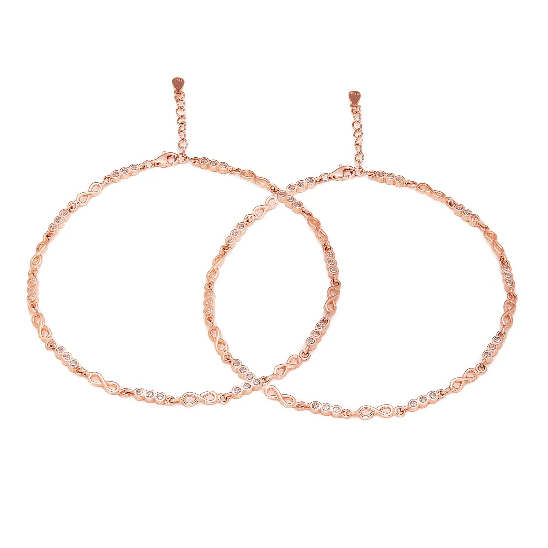 Infinite Sparkle Rose Gold-Plated 925 Sterling Silver Anklet - Image 3