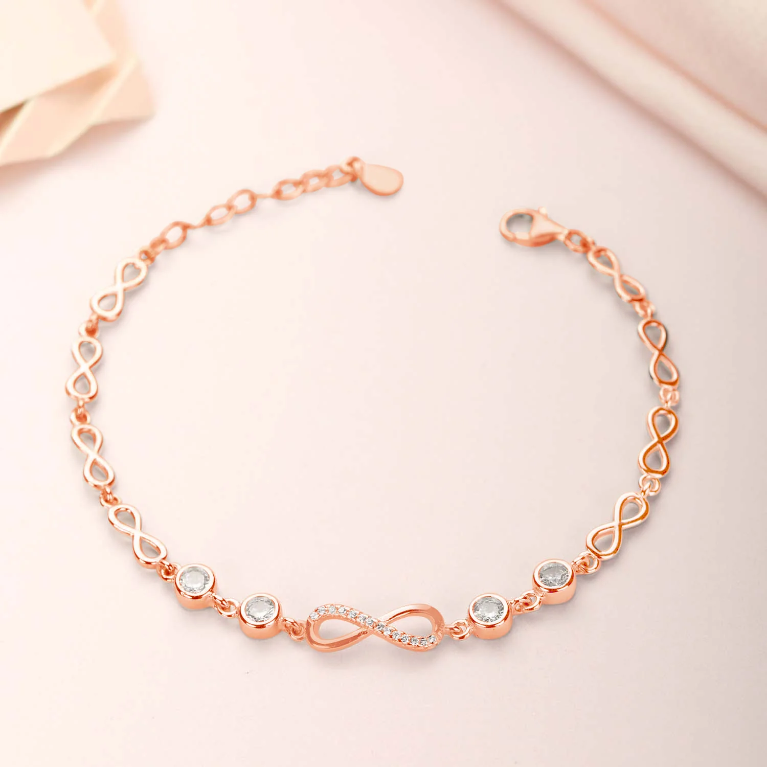 Infinity 925 Silver Bracelet In Rose Gold Gift Hamper - Image 2