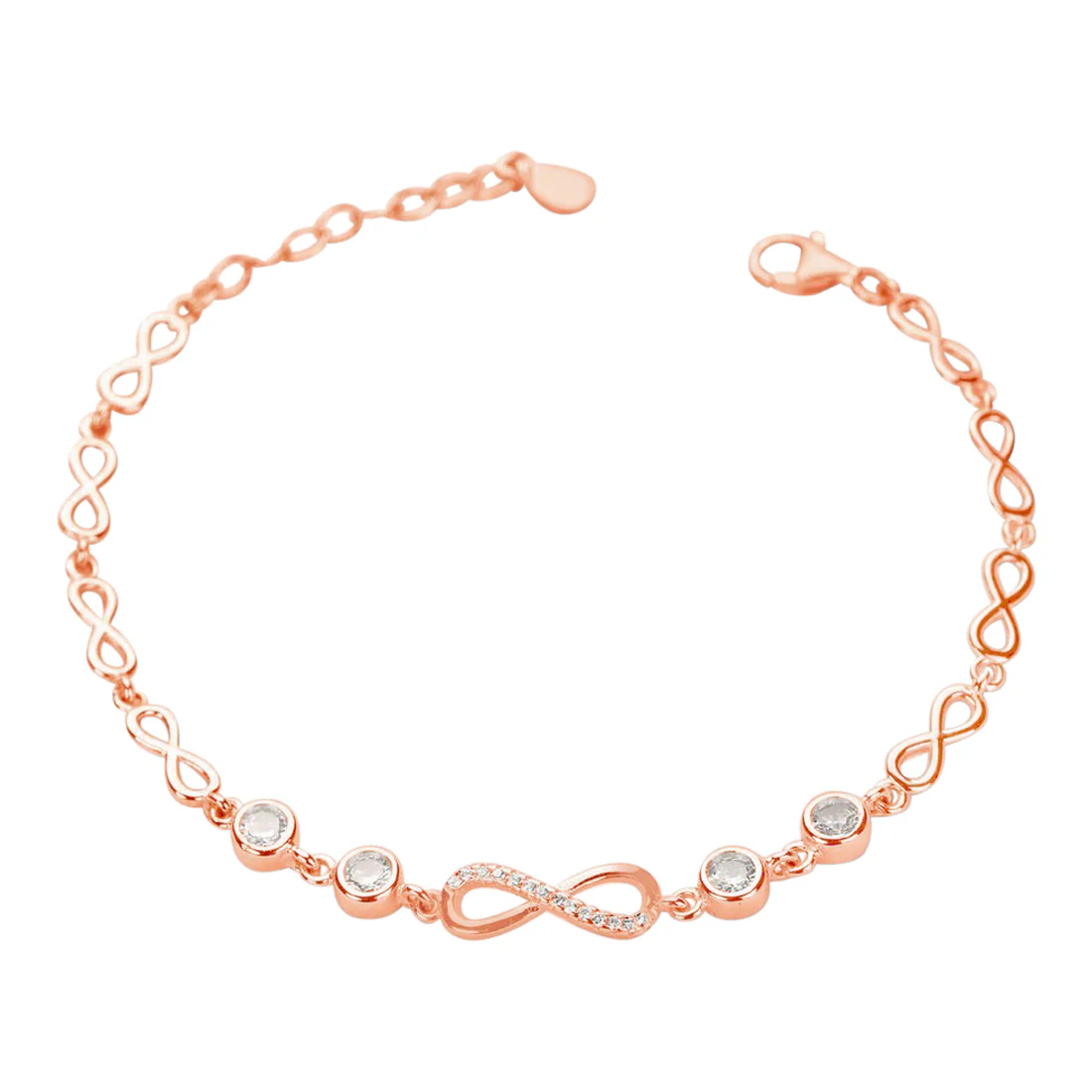 Infinity 925 Silver Rose Gold Plated Bracelet - Image 9