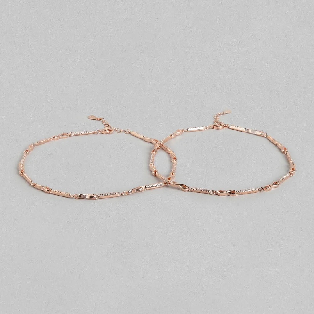 Infinity Cubic Zirconia Rose Gold Plated 925 Sterling Silver Anklet - Image 8