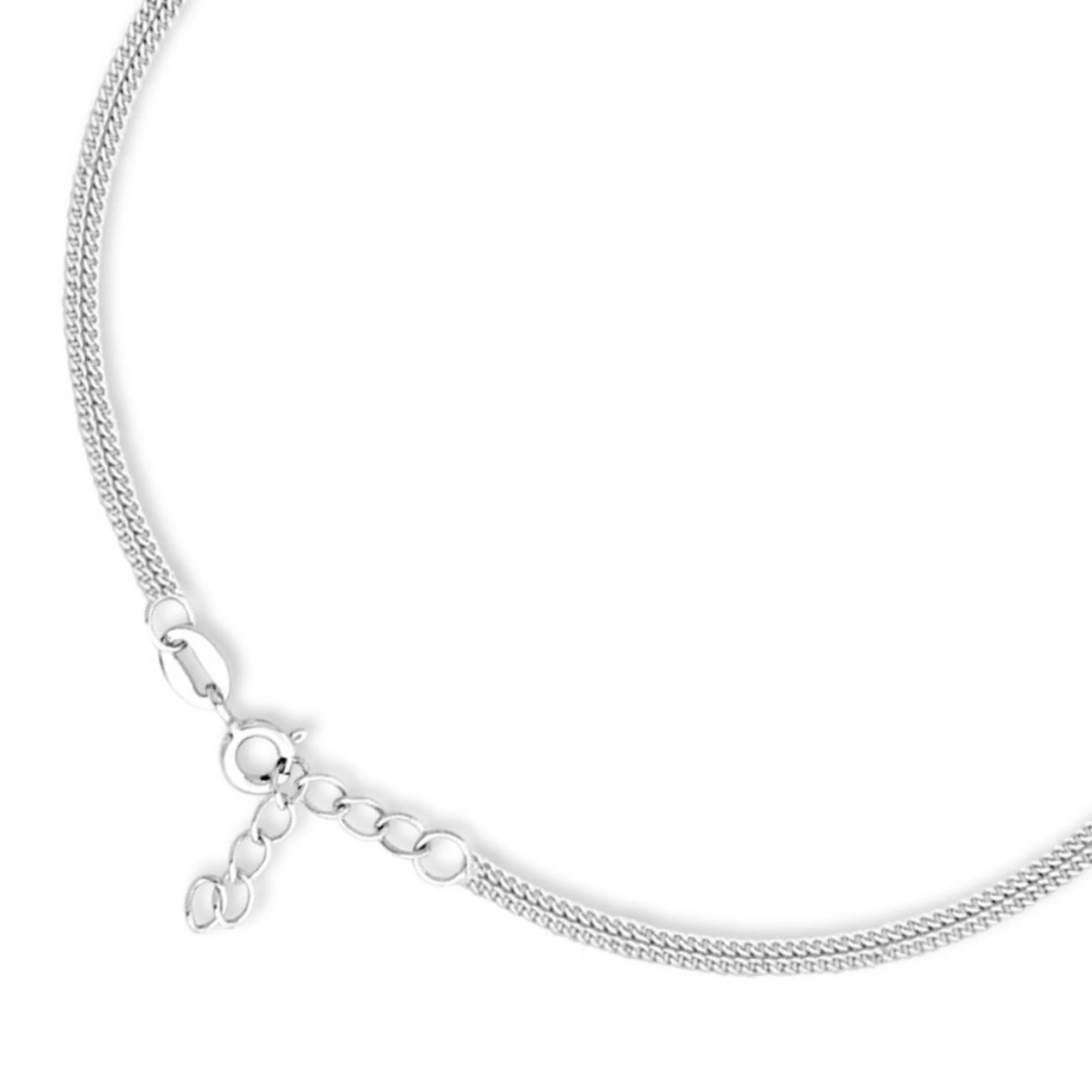 Infinity Dual Chain Rhodium Plated 925 Sterling Silver Anklet - Image 9