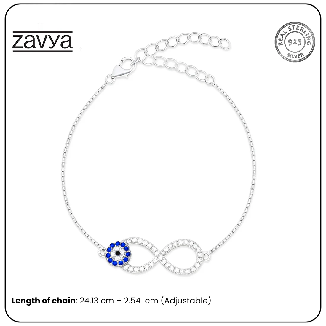 Infinity Evil Eye Silver Anklets - Image 10
