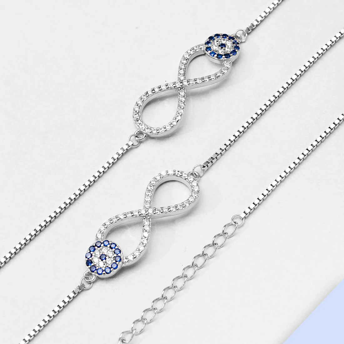 Infinity Evil Eye Silver Anklets - Image 4