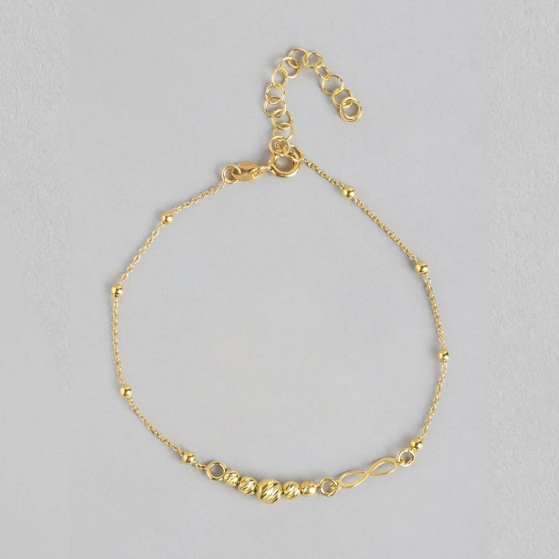 Infinity Gold Plated Beaded 925 Sterling Silver Chain Bracelet - Image 5
