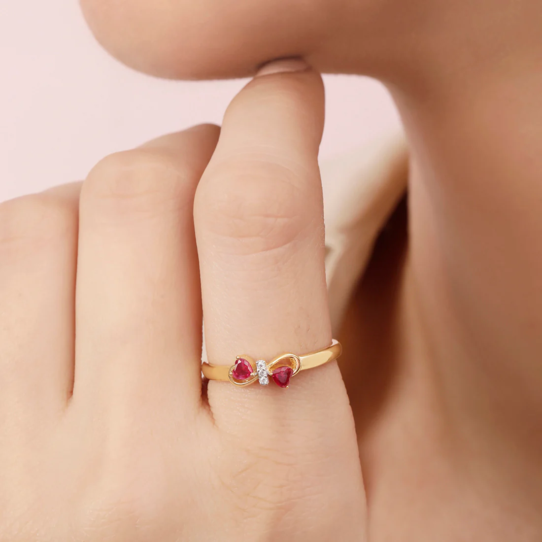 Infinity Heart CZ Gold Plated 925 Sterling Silver Ring - Image 3