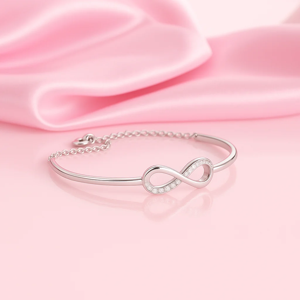 Infinity Rhodium Plated 925 Sterling Silver Bracelet