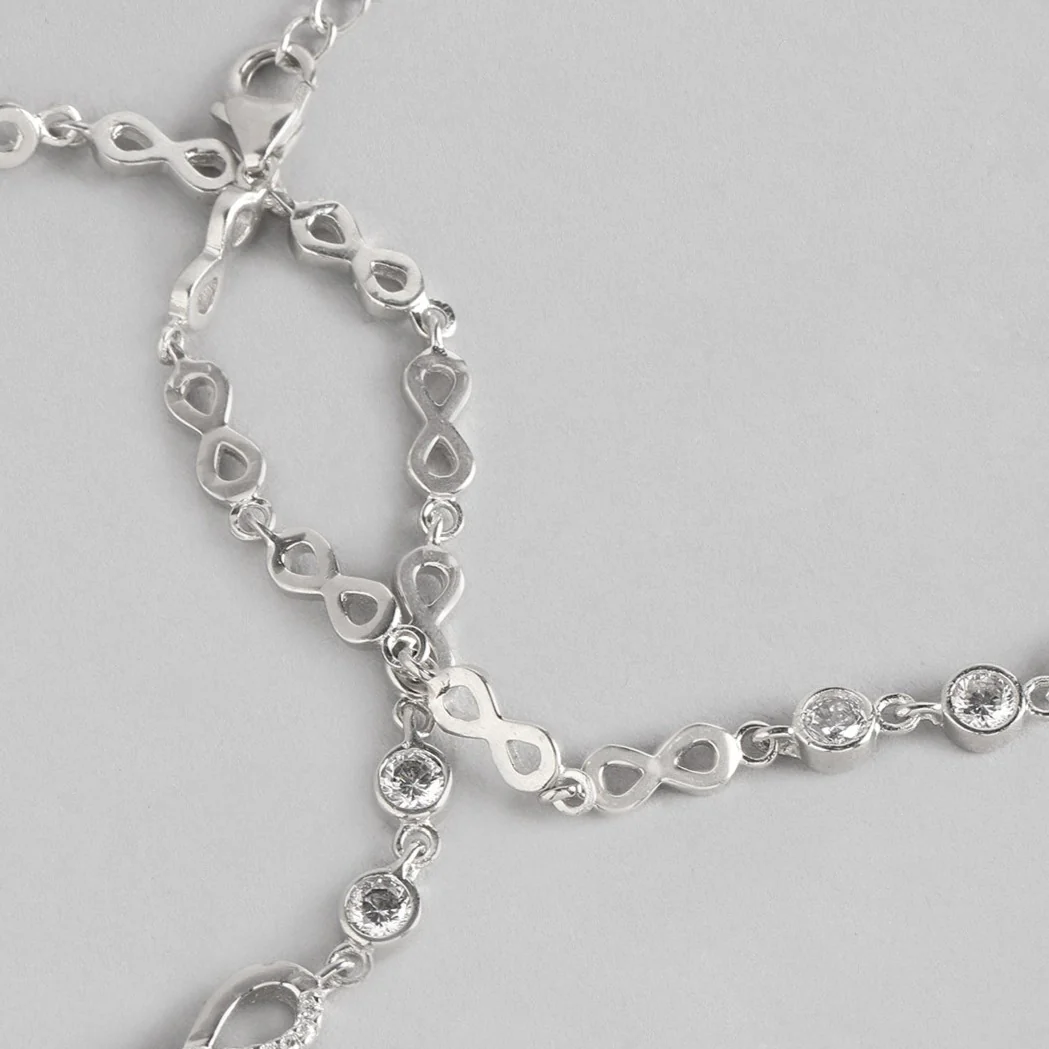 Infinity Rhodium Plated 925 Sterling Silver Combo Bracelet - Image 4