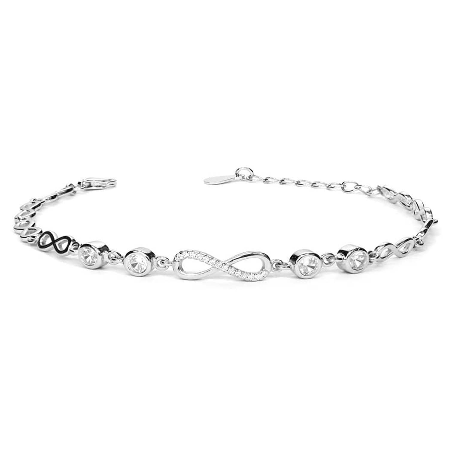 Infinity Rhodium plated CZ 925 Sterling Silver Bracelet - Image 5