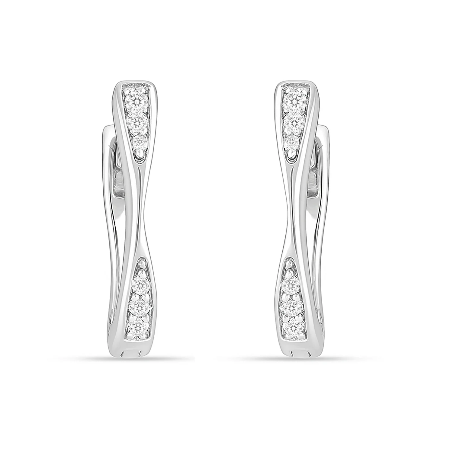 Curve of Grace Silver Hoop Rhodium Plated Earrings - Image 5