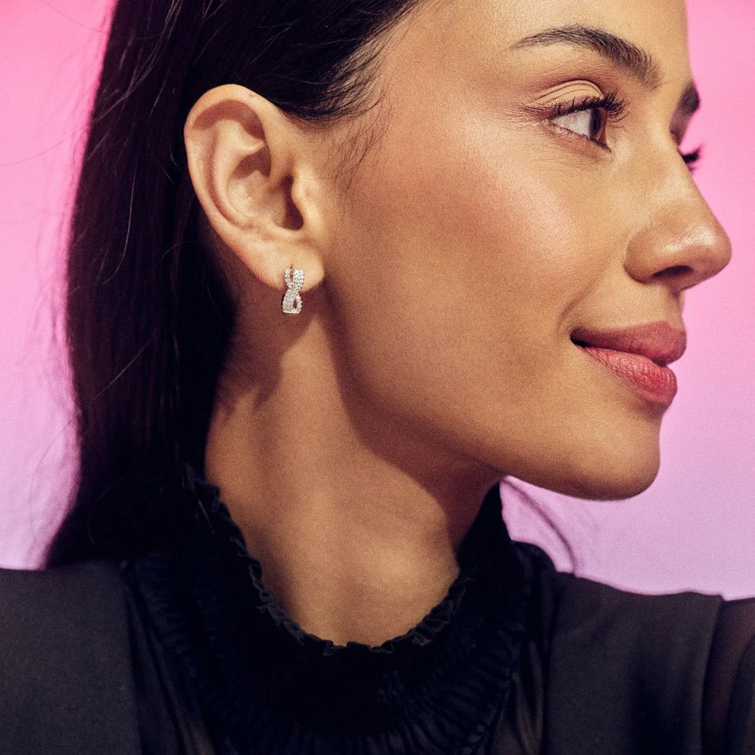 Forever in a Moment Hoop Rhodium Plated Earrings - Image 4