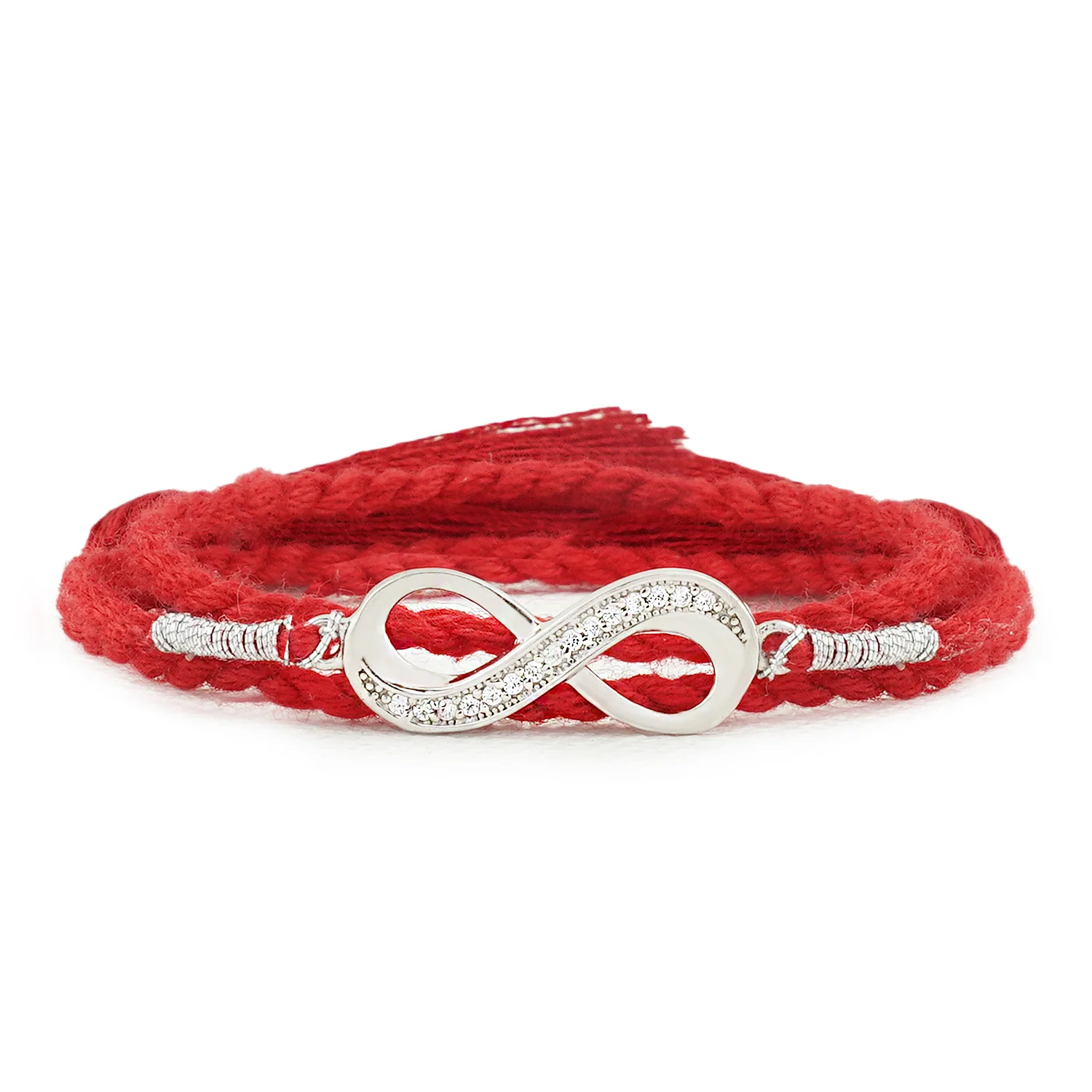 Infinity Symbol With Cubic Zirconia Rhodium-Plated Thread Rakhi For Him - Image 3