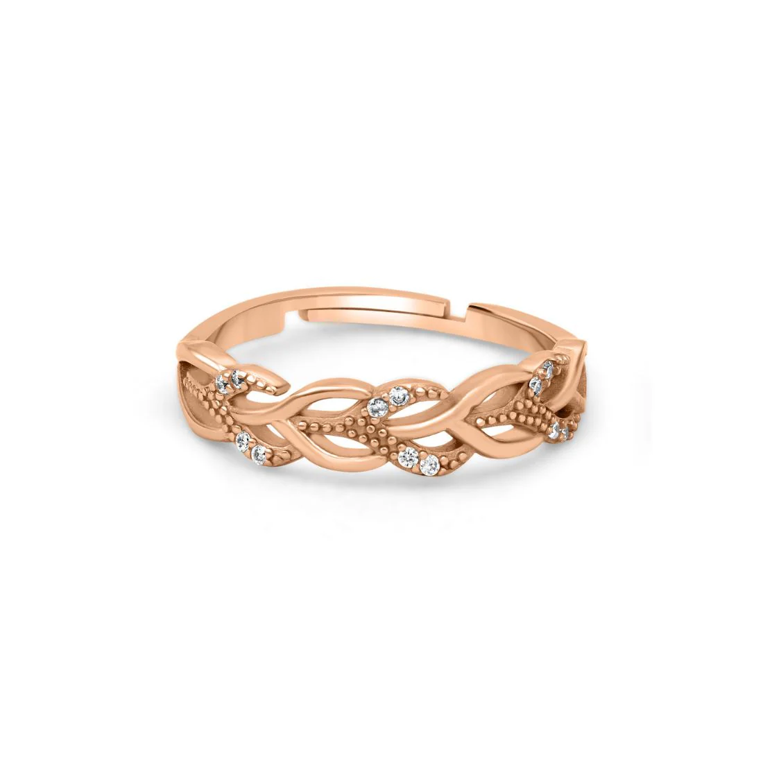 Interlacing Rose Gold Plated 925 Sterling Silver Ring - Image 6