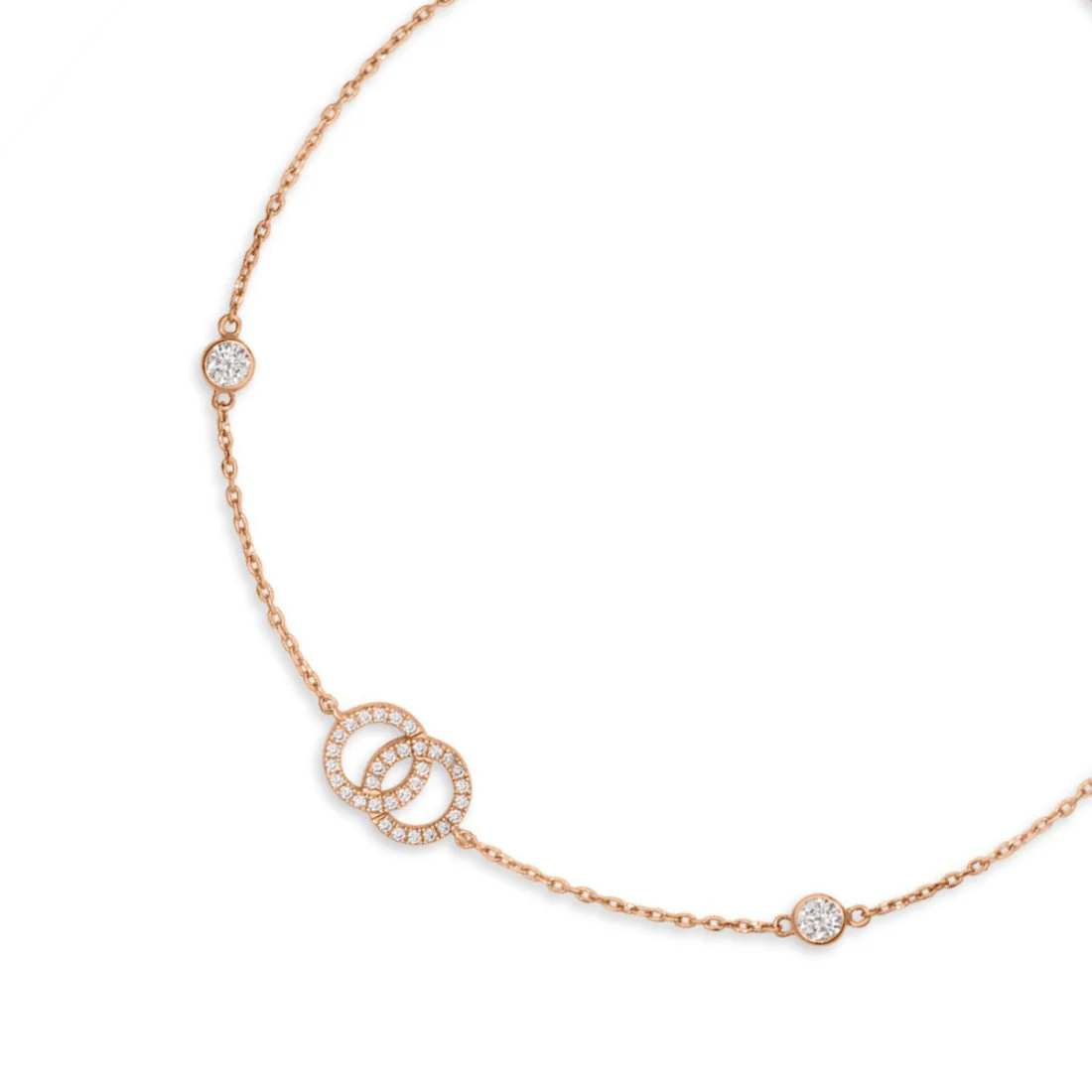 Interlinked Rose Gold Plated 925 Sterling Silver Anklet - Image 5