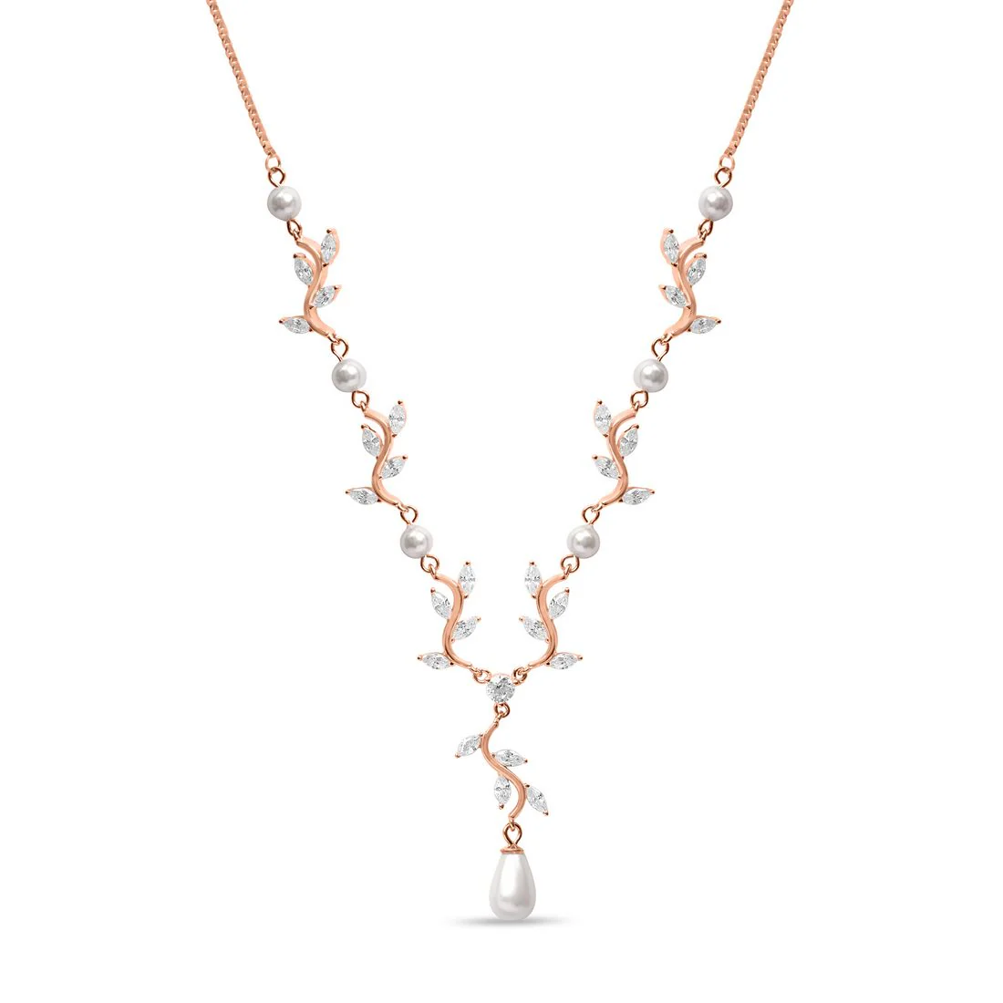 Leaf Drop Rose Gold Plated 925 Sterling Silver Jewelry Set - Image 8