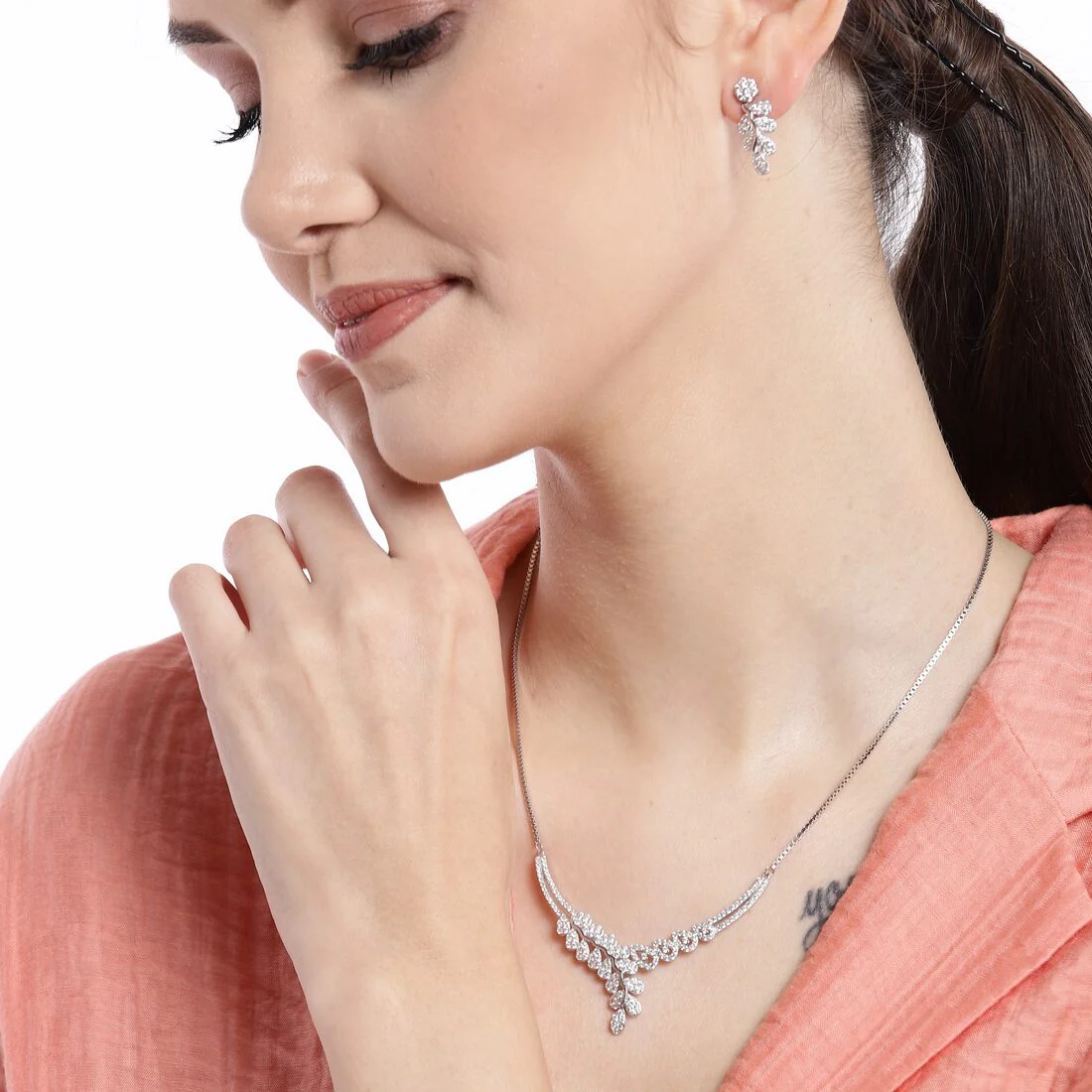 Leaf-Droplet 925 Silver Jewellery Set - Image 5