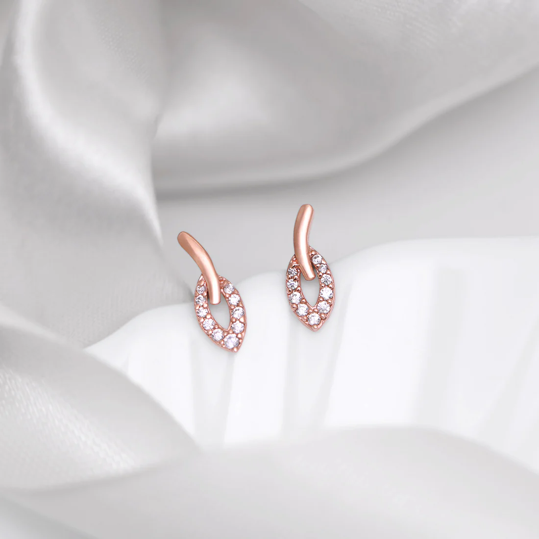 Leaf Rose Gold Plated 925 Sterling Silver Earrings
