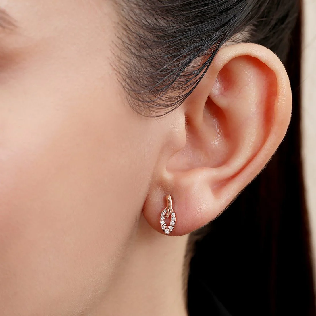 Leaf Rose Gold Plated 925 Sterling Silver Earrings - Image 2