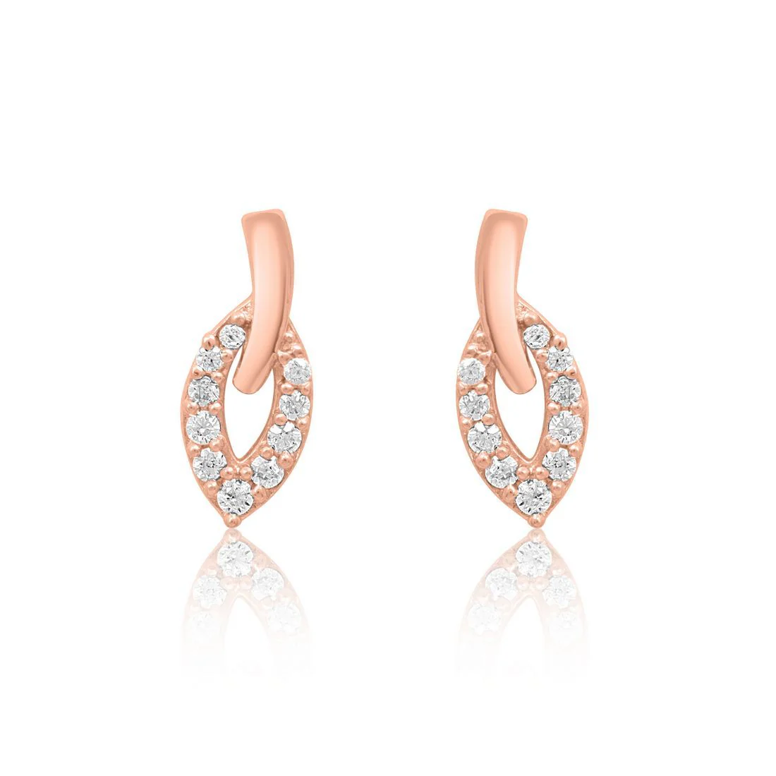 Leaf Rose Gold Plated 925 Sterling Silver Earrings - Image 4