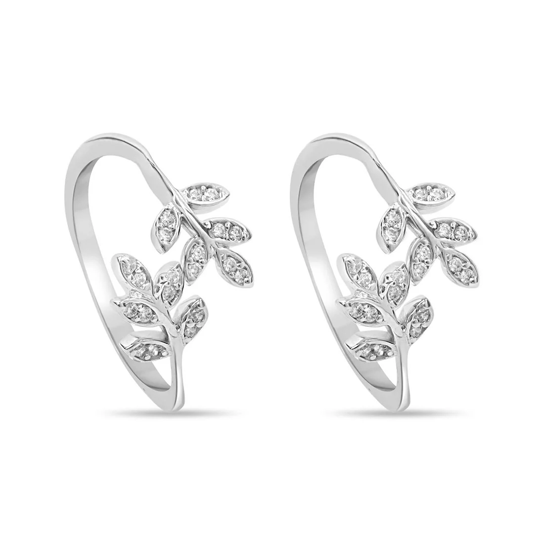 Leafy CZ Rhodium Plated 925 Sterling Silver Toe Ring - Image 4
