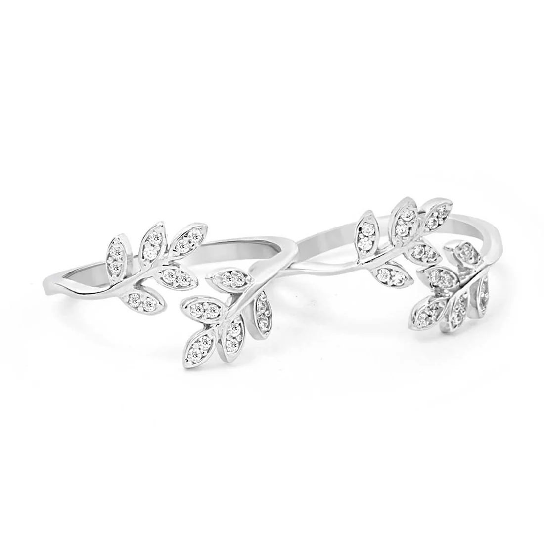 Leafy CZ Rhodium Plated 925 Sterling Silver Toe Ring - Image 5