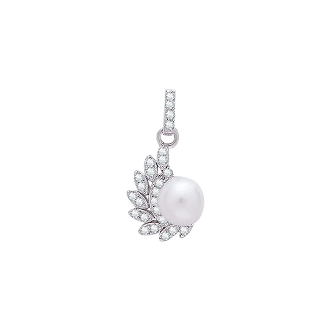 Leafy Luminescence 925 Sterling Silver Rhodium-Plated Leaf Pendant with Chain - Image 4
