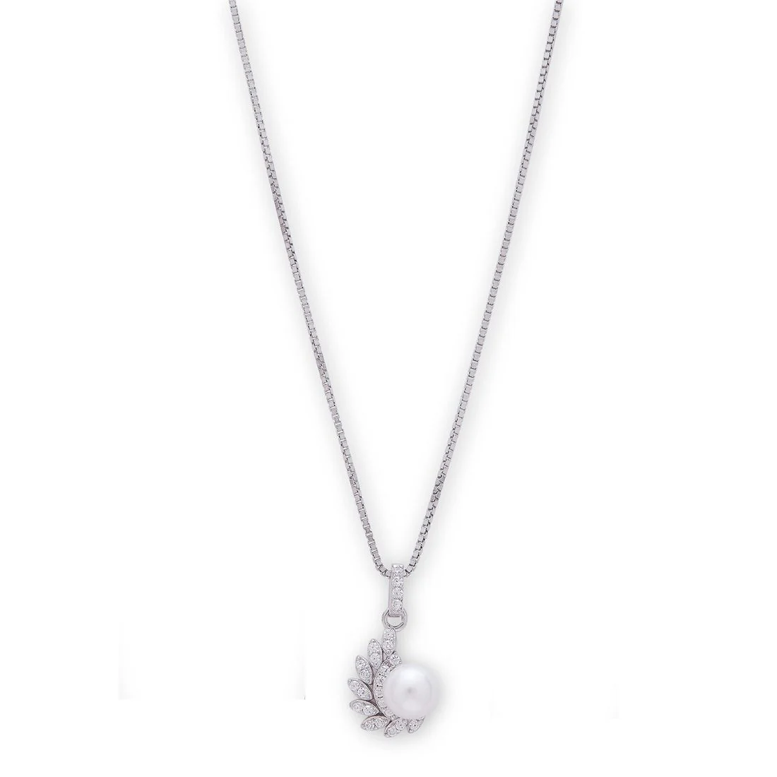 Leafy Luminescence 925 Sterling Silver Rhodium-Plated Leaf Pendant with Chain - Image 5