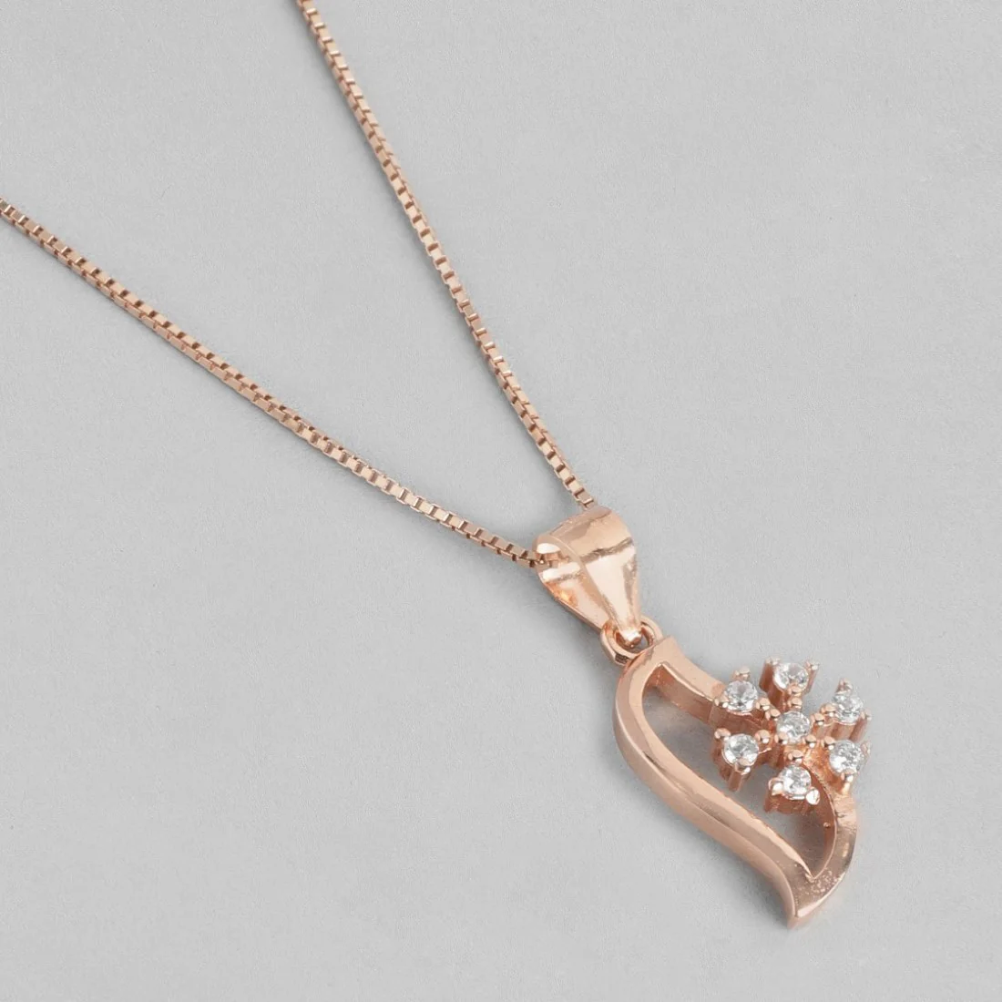 Leafy Radiance Elegance Rose Gold-Plated 925 Sterling Silver Pendant with Chain - Image 5