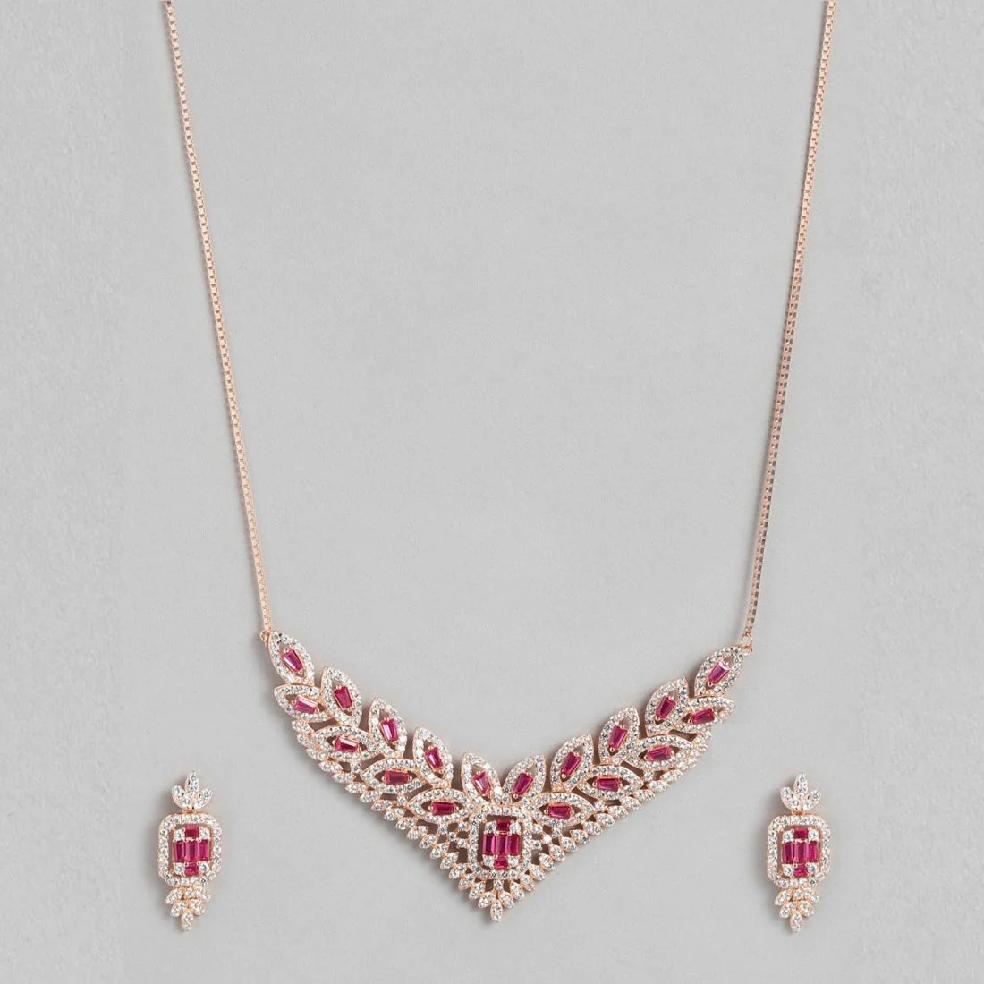 Leafy Radiance Harmony Rose Gold-Plated 925 Sterling Silver Jewelry Set - Image 4