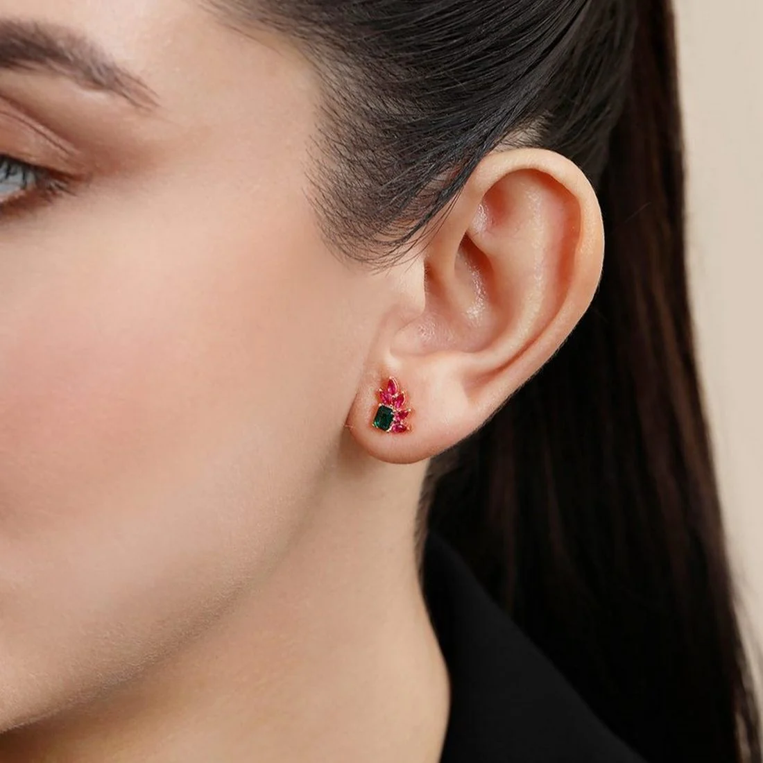 Leafy Rose Gold Plated 925 Sterling Silver Earrings - Image 3