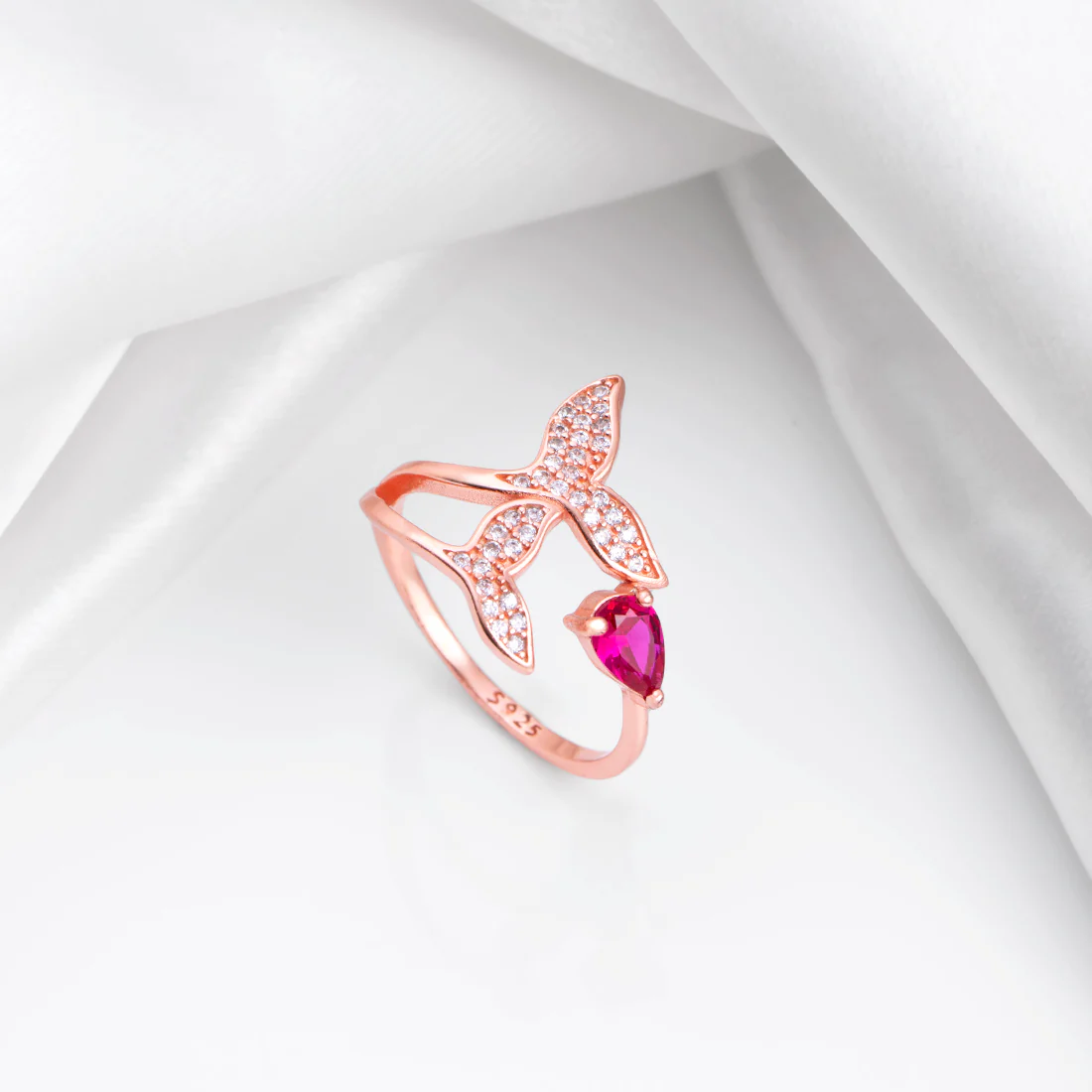 Leafy Rose Gold Plated 925 Sterling Silver Ring