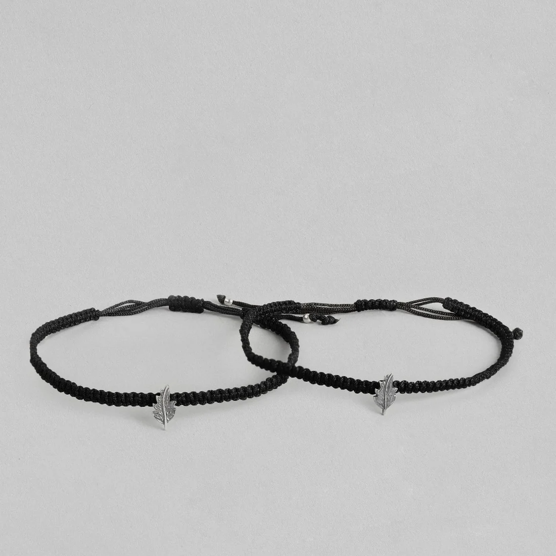 Leafy Silver 925 hallmark Black Thread Anklet - Image 5