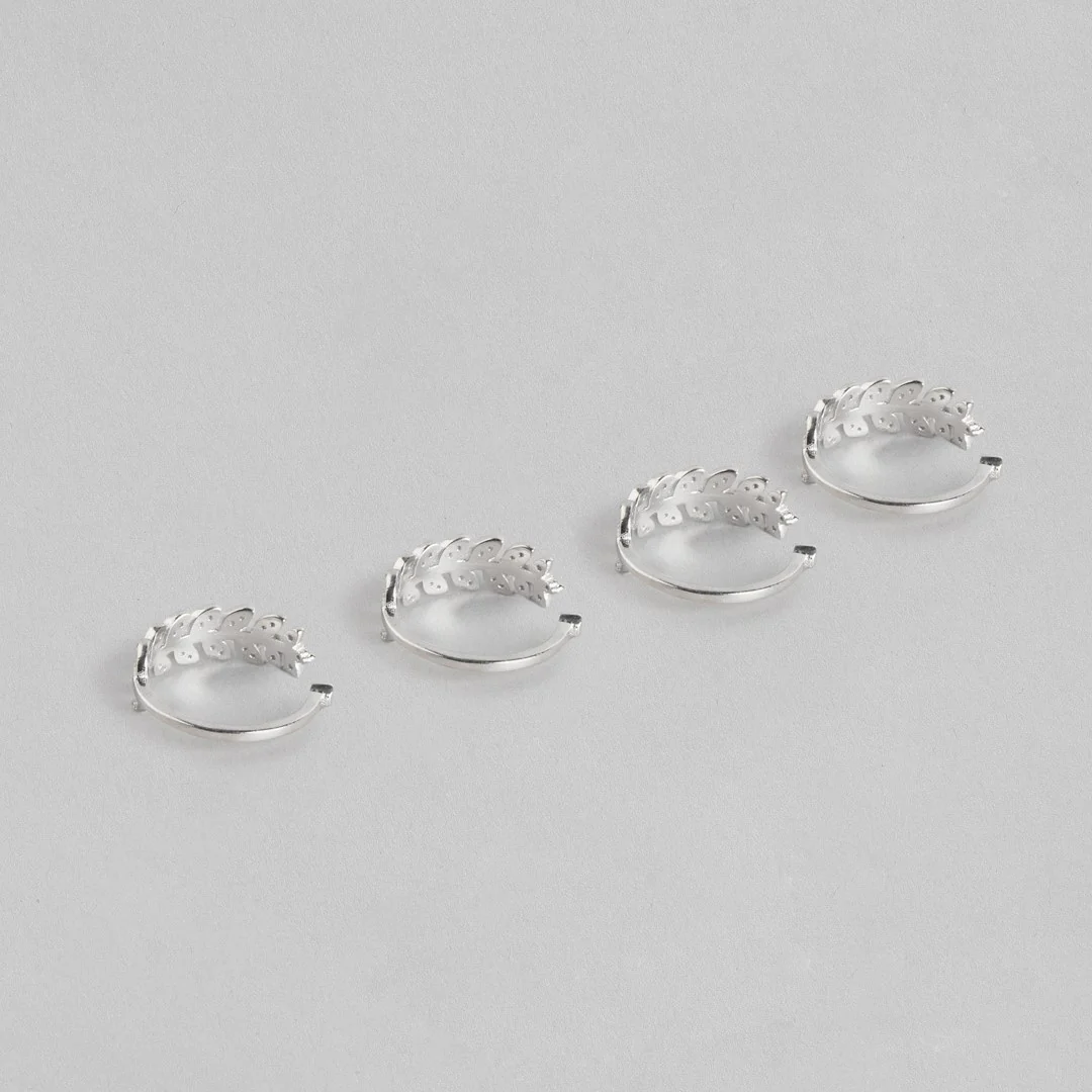 Leafy Silver Adjustable 925 Silver Toe Ring Combo - Image 7