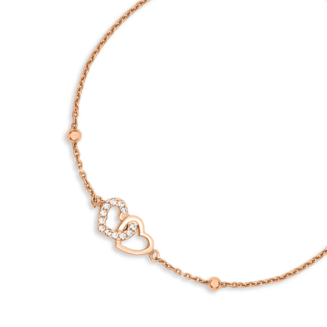 Linked Hearts Rose Gold Plated 925 Sterling Silver Bracelet - Image 4