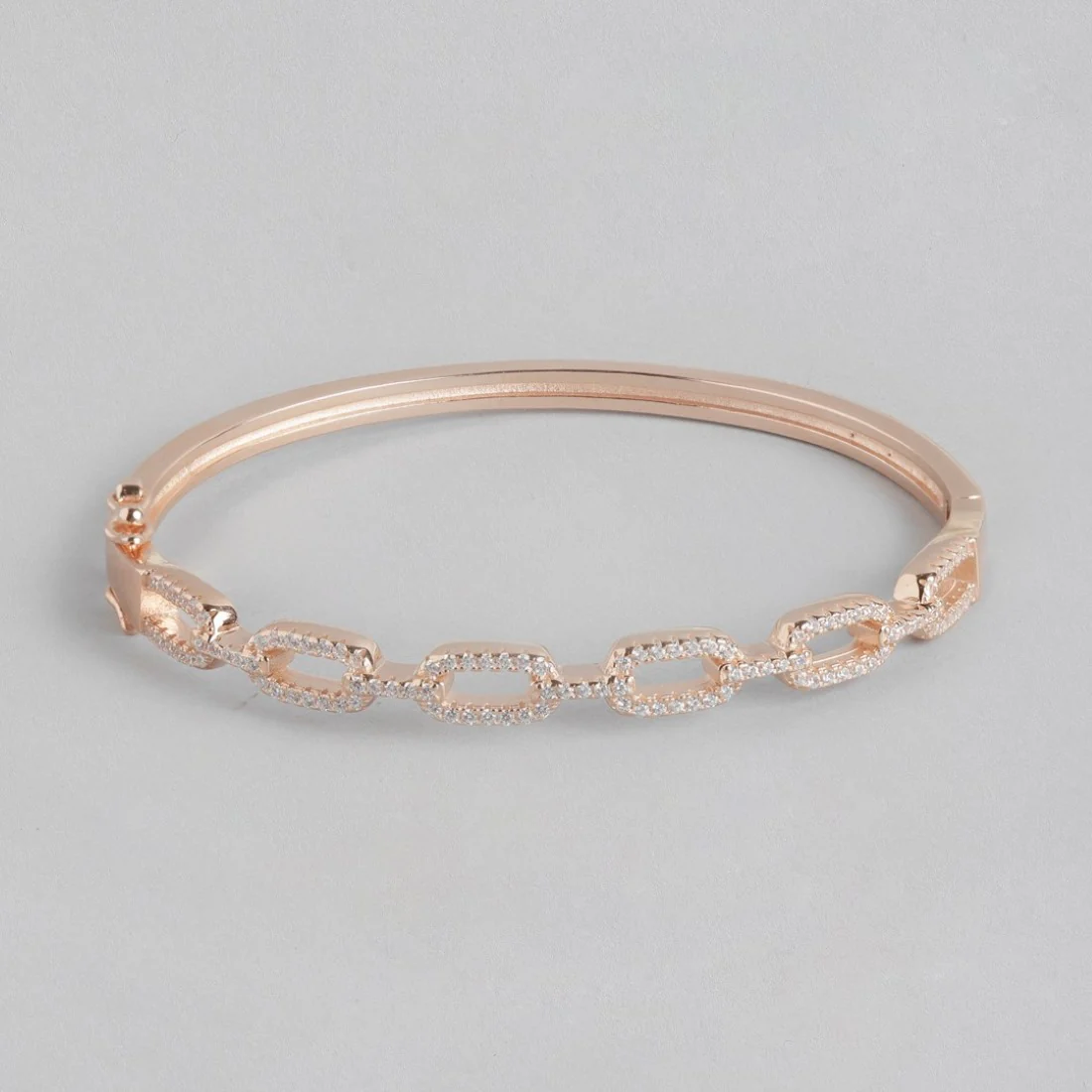 Linked Splendor Cubic Zirconia Rose Gold-Plated 925 Sterling Silver Kada Bracelet - Image 3
