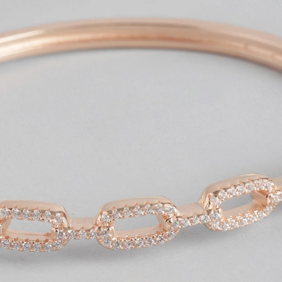 Linked Splendor Cubic Zirconia Rose Gold-Plated 925 Sterling Silver Kada Bracelet - Image 5