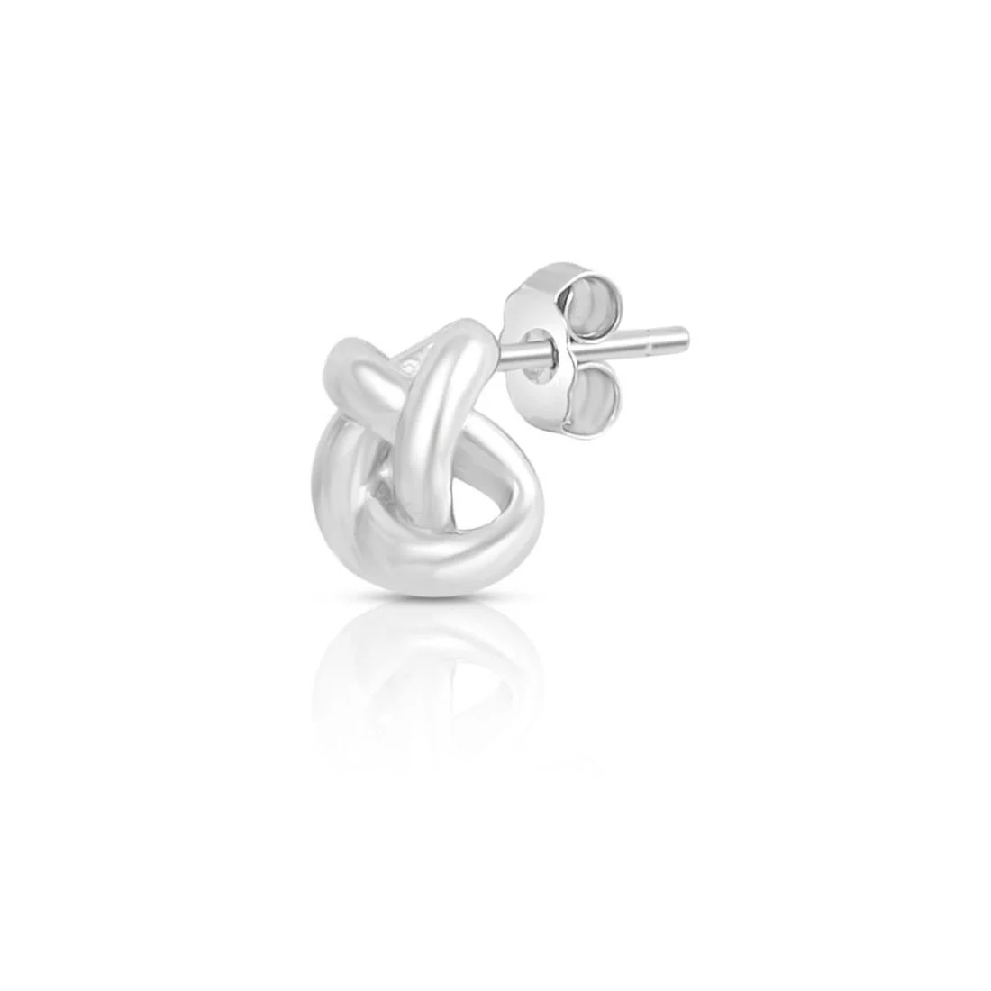 Love Knot Rhodium Plated 925 Sterling Silver Stud Earrings - Image 6