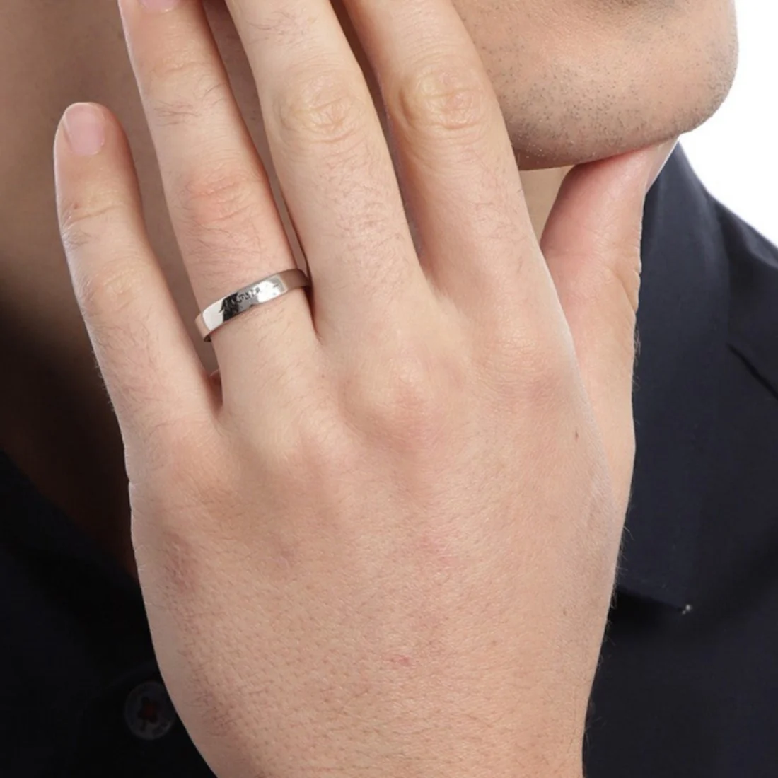 Love Line 925 Sterling Silver Couple Ring Bands (Adjustable) - Image 2