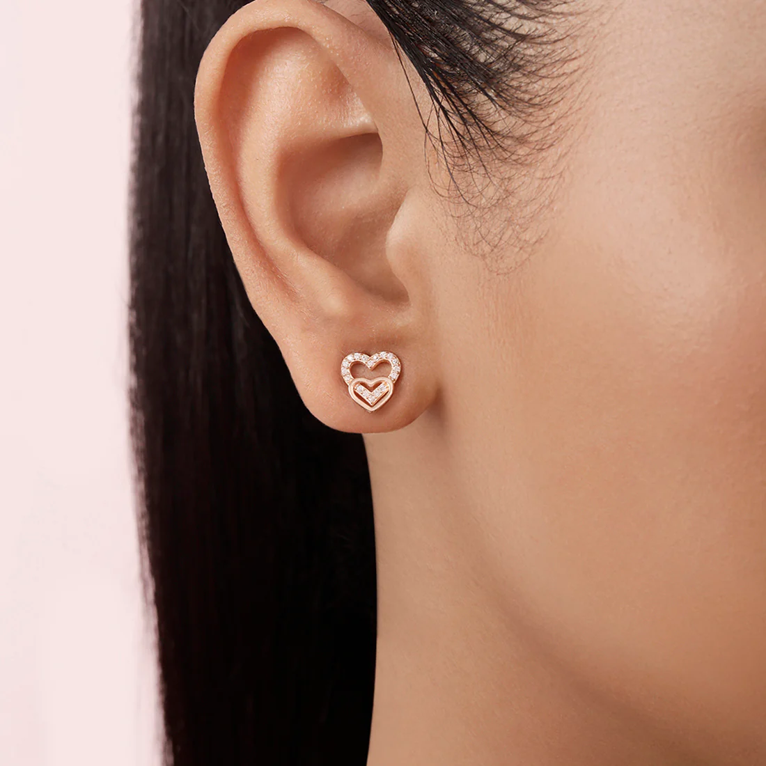 Love Squared Rose Gold Plated 925 Sterling Silver Earrings - Image 3