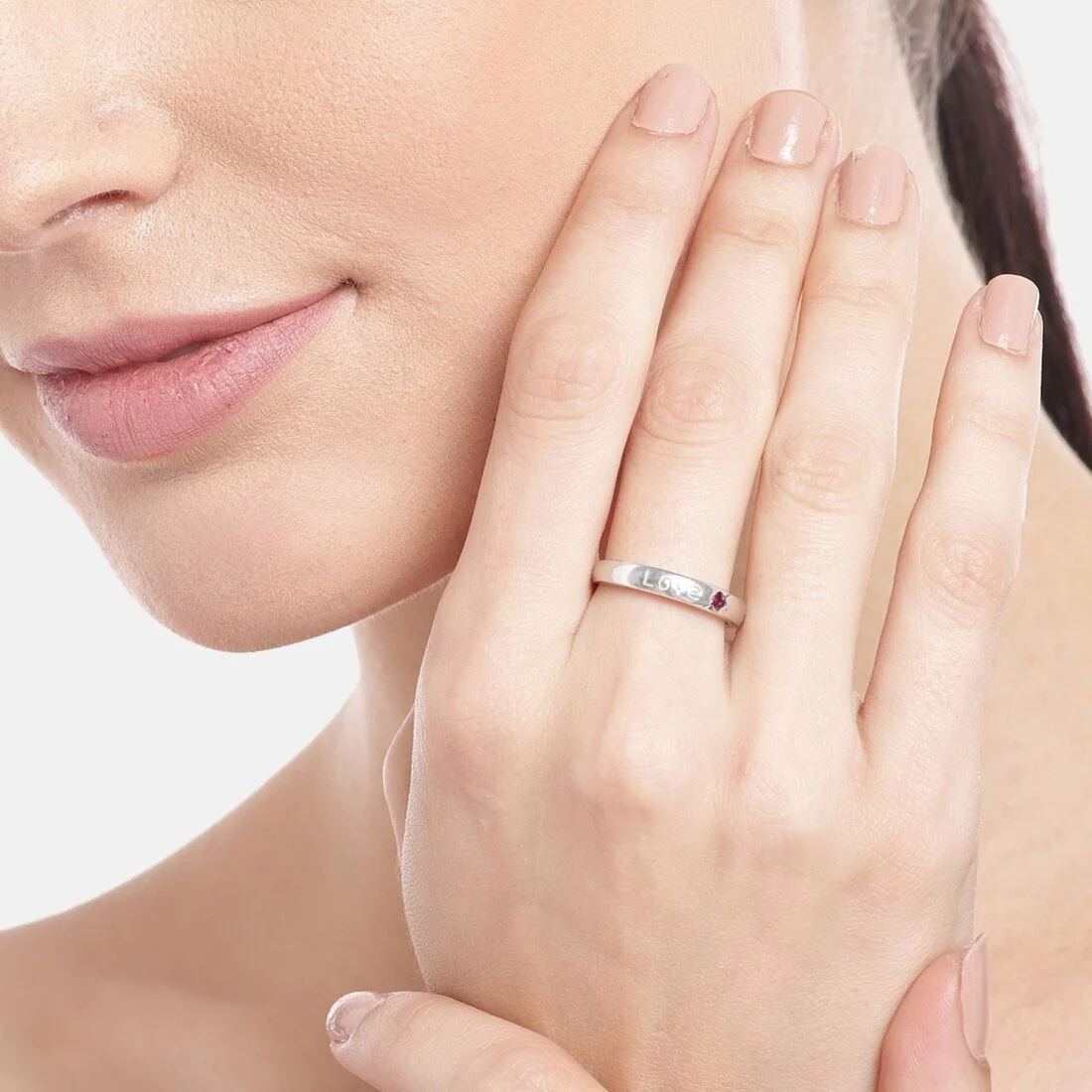 Love's Embrace 925 Sterling Silver Couple Ring with Love Pattern (Adjustable) - Image 3
