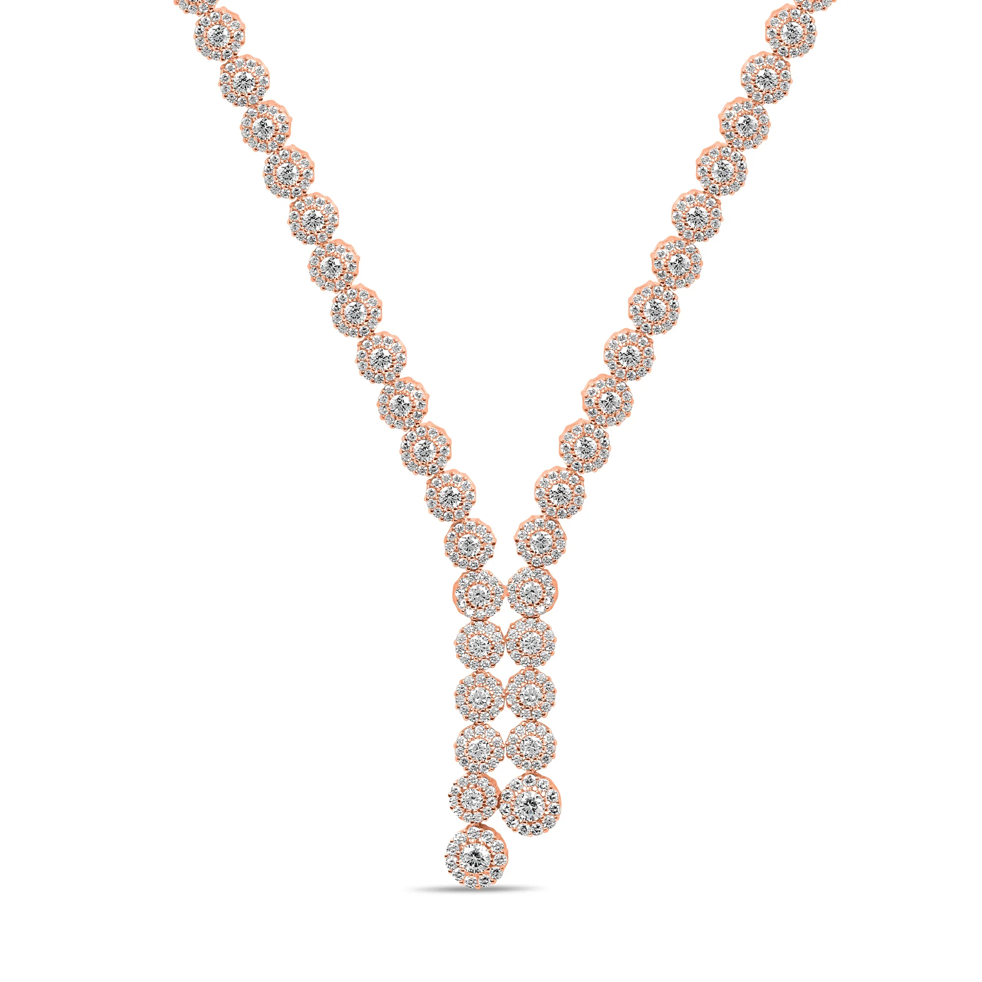 Luminous Rose Gold-Plated CZ 925 Sterling Silver Lariat Necklace - Image 4
