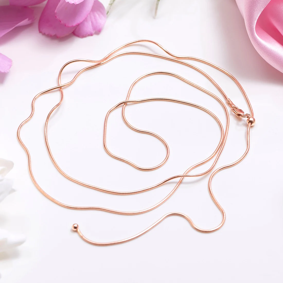 Luxurious Rose Gold 925 Sterling Silver Snake Chain Sliding Waist Chain - Image 3