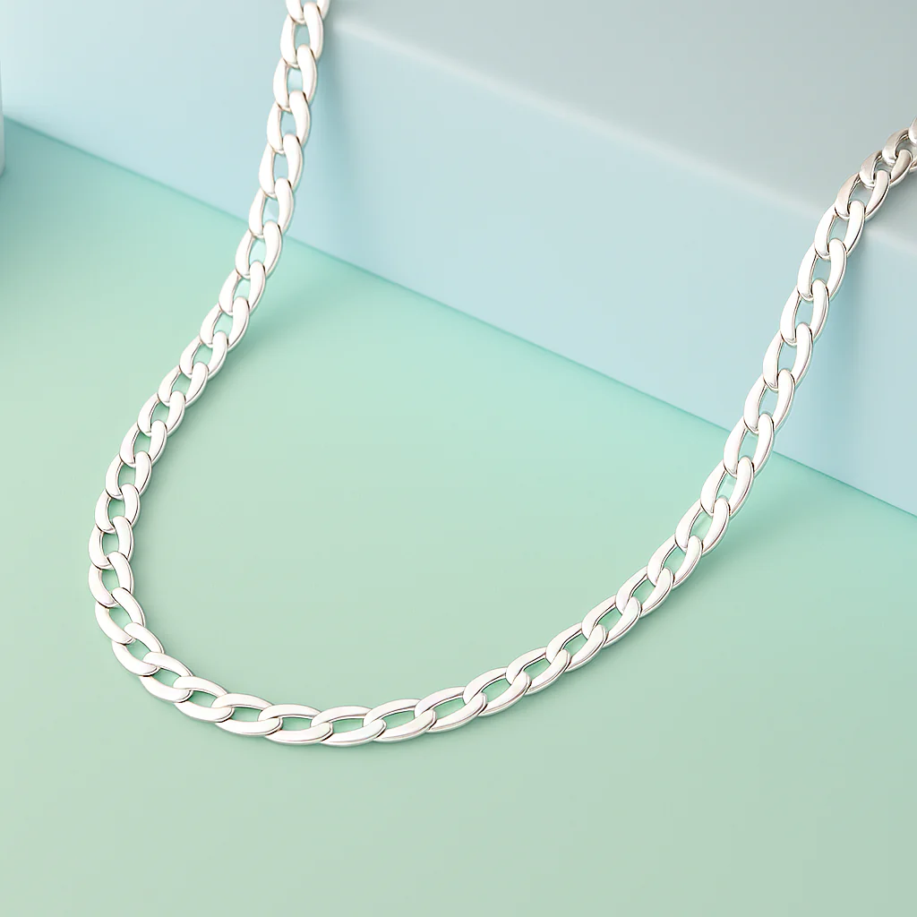 Classic Curb-Link: Rhodium-Plated 925 Silver Chain - Image 2