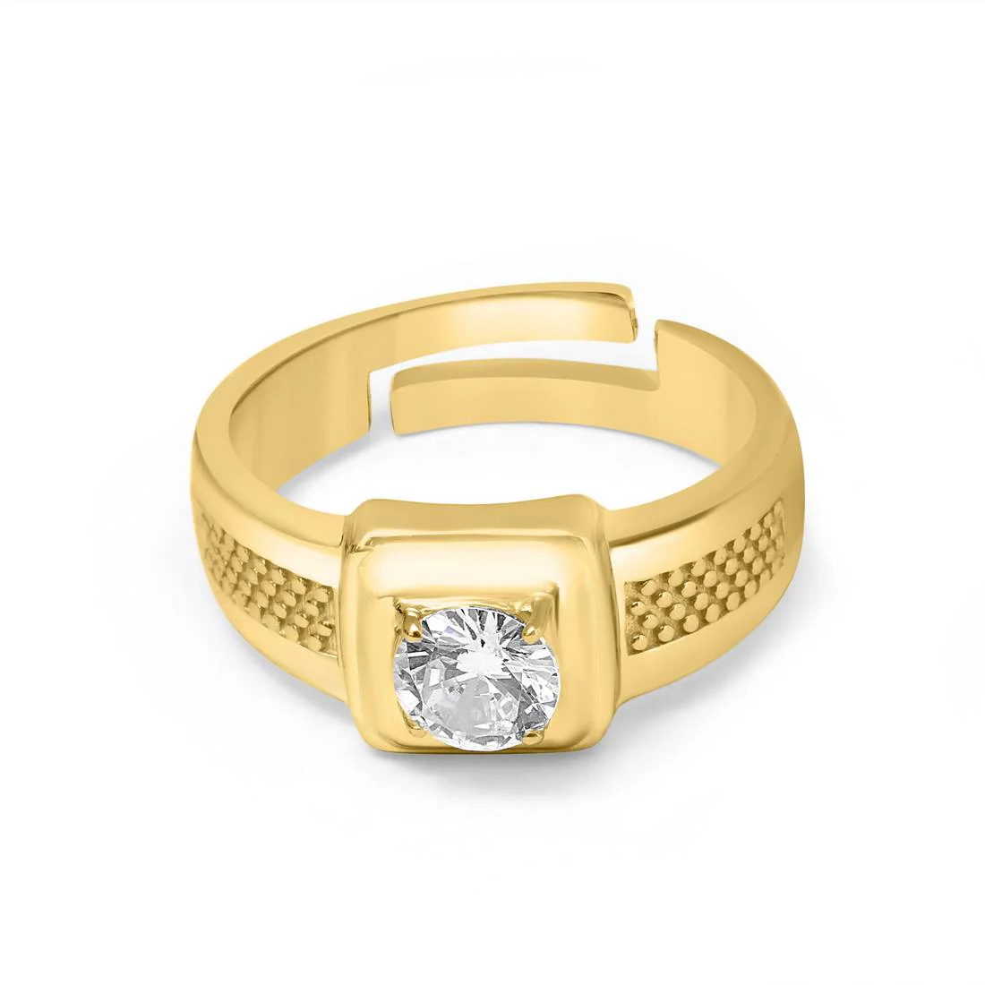 Majestic Solace Gold-Plated 925 Sterling Silver Solitaire 1 Micron Ring for Him (Adjustable) - Image 5