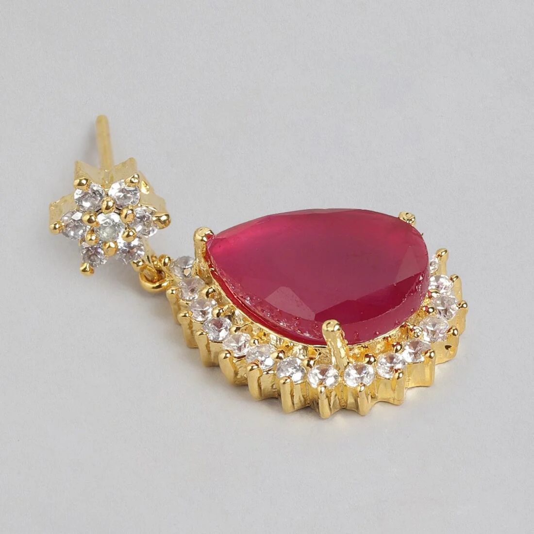 Maroon Dreams Gold Plated 925 Sterling Silver Drop Earrings - Image 4