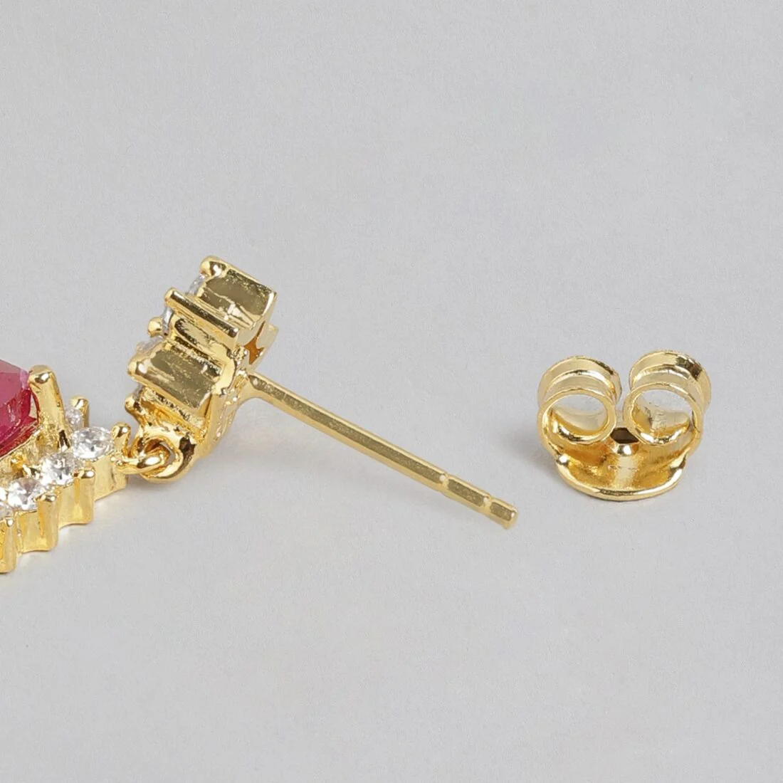 Maroon Dreams Gold Plated 925 Sterling Silver Drop Earrings - Image 5